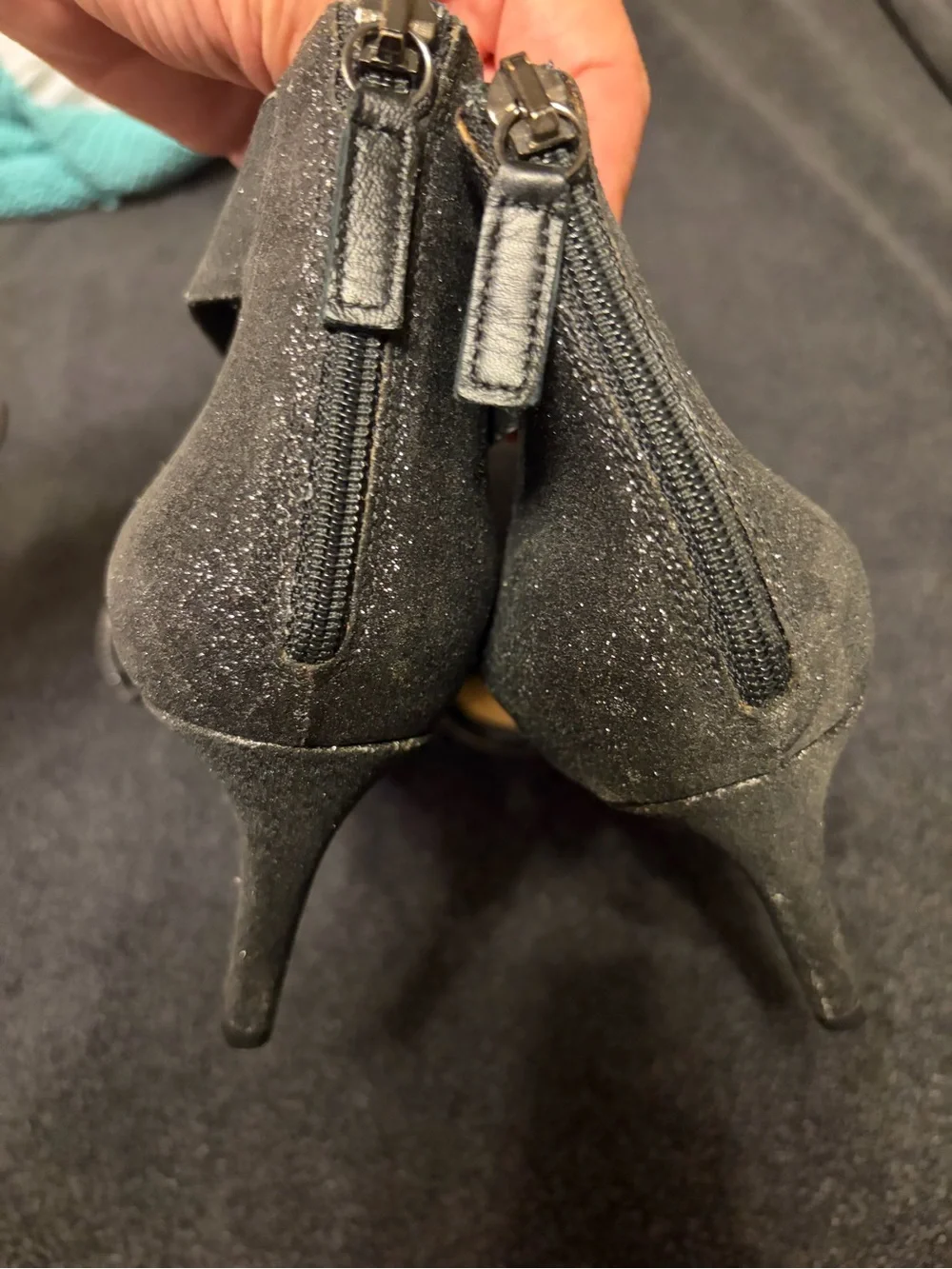 Diane Von Furstenberg Kinder Black Sparkle Open-Toe Heeled Sandals